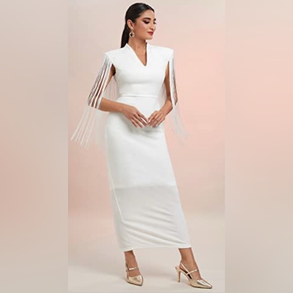 SHEIN Dresses & Skirts - SHEIN Elegant White Dress with fringe